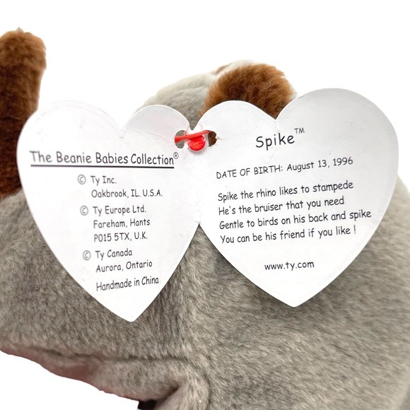 Ty Beanie Baby Babies SPIKE The Rhinoceros Rhino Original Vintage Plush RETIRED - Picture 9 of 10
